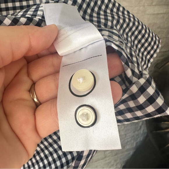 Untuckit Navy Blue Gingham Plaid Short Sleeve Slim Fit Button Down Size S - Picture 5 of 7